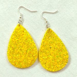 2 for $13 Glitter leather teardrop earrings